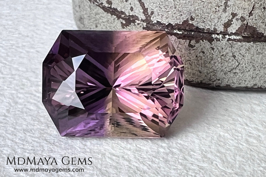 12.56 ct Fantasy Cut Ametrine – Natural Bicolor Quartz Gemstone