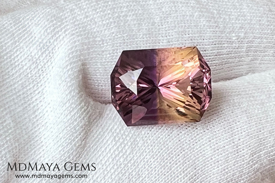 12.56 ct Fantasy Cut Ametrine – Natural Bicolor Quartz Gemstone