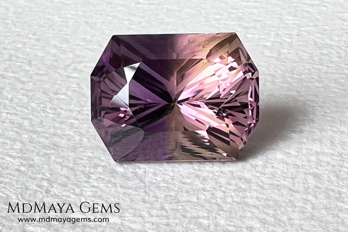 12.56 ct Fantasy Cut Ametrine – Natural Bicolor Quartz Gemstone