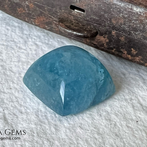 Greenish blue Aquamarine. Square Cabochon Cut. Perfect for a ring or pendant. 14.61 ct.