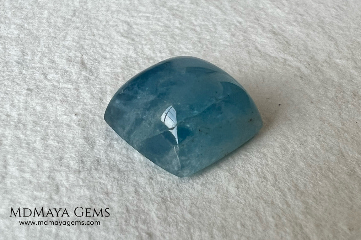 Greenish blue Aquamarine. Square Cabochon Cut. Perfect for a ring or pendant. 14.61 ct.