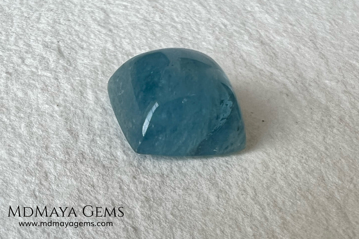 Greenish blue Aquamarine. Square Cabochon Cut. Perfect for a ring or pendant. 14.61 ct.