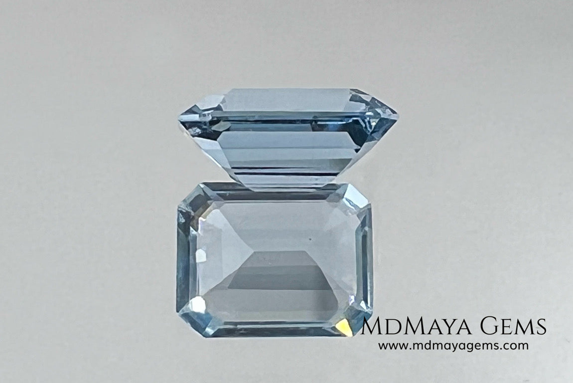 Elegant blue aquamarine of 2.02 ct and emerald cut, this delicate gem shows a very bright blue, has a great quality in its cut and finishes. It will be ideal for use on a ring or a pendant, since its size is perfect, neither too large nor too small. A great natural gemstone at an unbeatable price.
