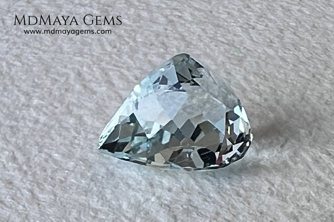 Amazing greenish blue aquamarine. Nice looking gem. Pear cut. 3.26 ct. Beautiful gem with a very good proportions, excellent cut and bright color.