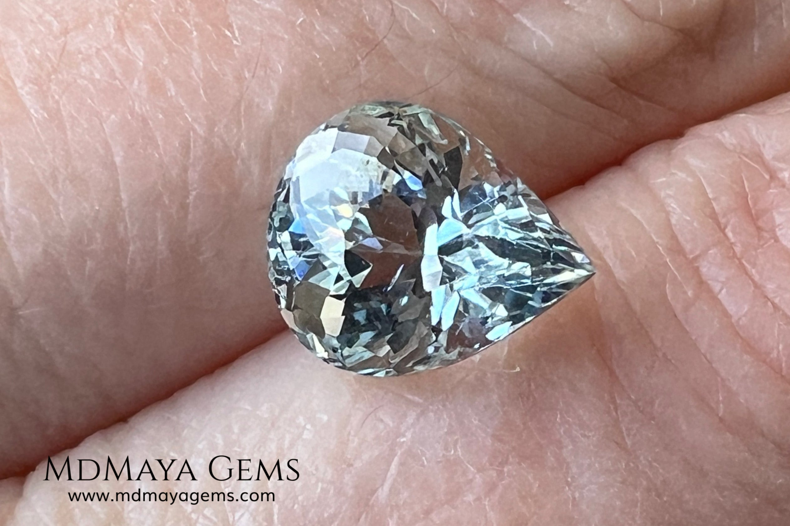 Amazing greenish blue aquamarine. Nice looking gem. Pear cut. 3.26 ct. Beautiful gem with a very good proportions, excellent cut and bright color.