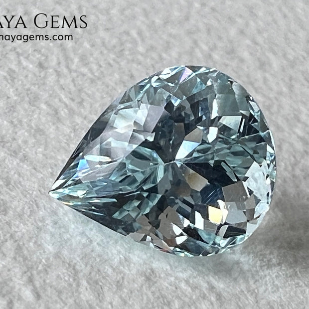 Amazing greenish blue aquamarine. Nice looking gem. Pear cut. 3.26 ct. Beautiful gem with a very good proportions, excellent cut and bright color.