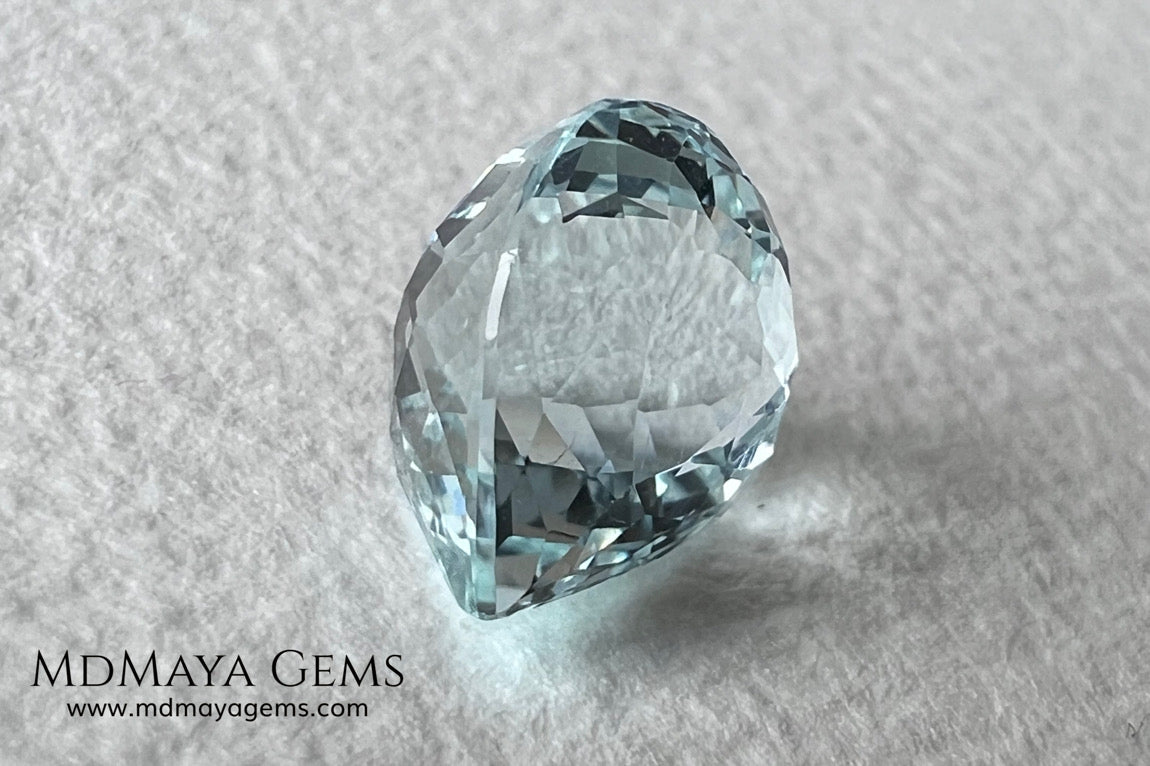 Amazing greenish blue aquamarine. Nice looking gem. Pear cut. 3.26 ct. Beautiful gem with a very good proportions, excellent cut and bright color.
