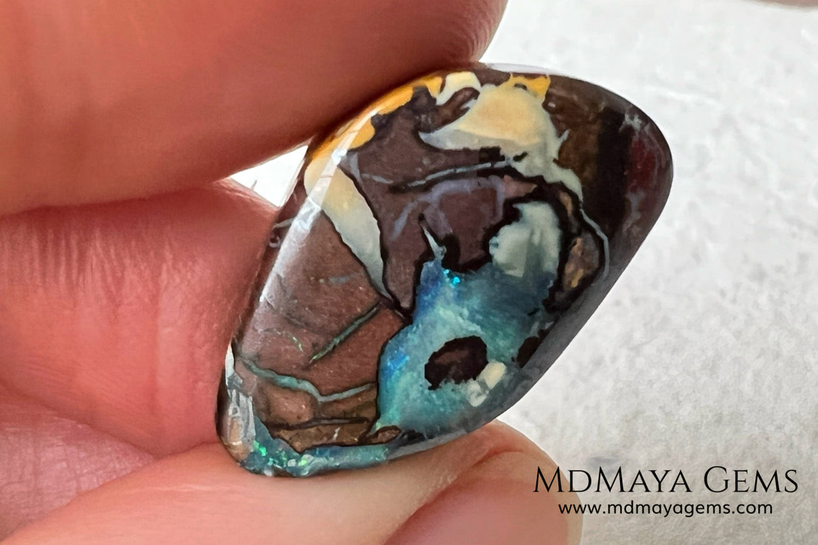Amazing Australian Boulder Opal 20.75 ct. Cabochon Cut. Free Form
