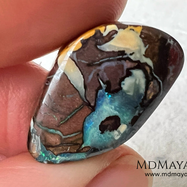 Amazing Australian Boulder Opal 20.75 ct. Cabochon Cut. Free Form