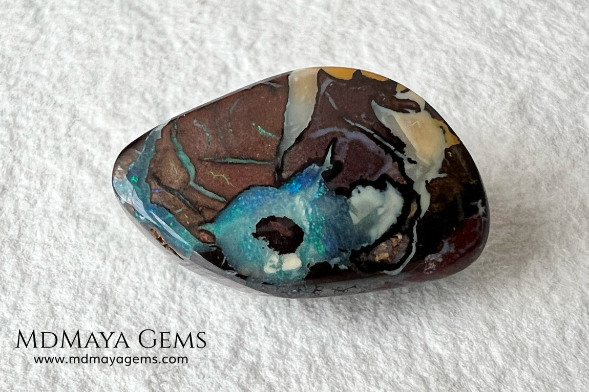 Amazing Australian Boulder Opal 20.75 ct. Cabochon Cut. Free Form