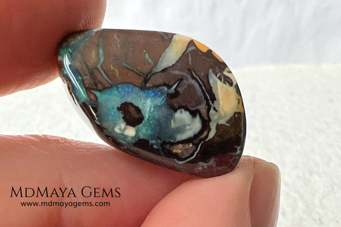 Amazing Australian Boulder Opal 20.75 ct. Cabochon Cut. Free Form