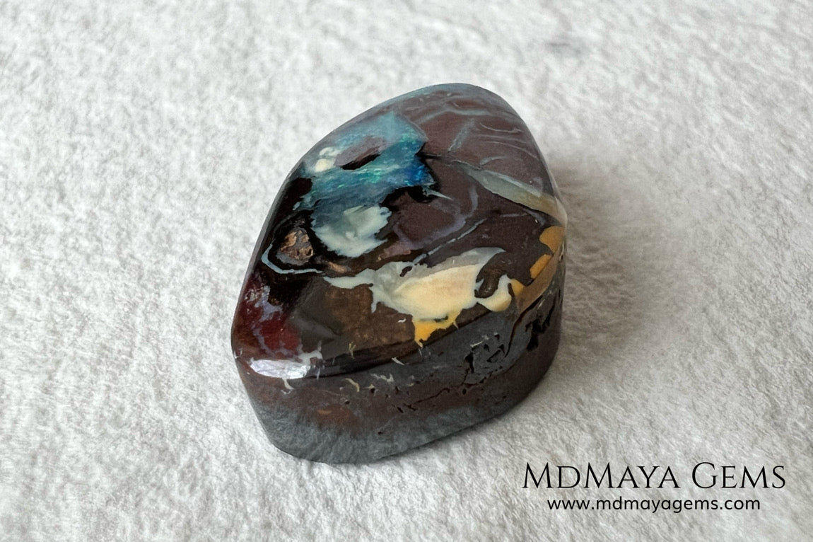 Amazing Australian Boulder Opal 20.75 ct. Cabochon Cut. Free Form