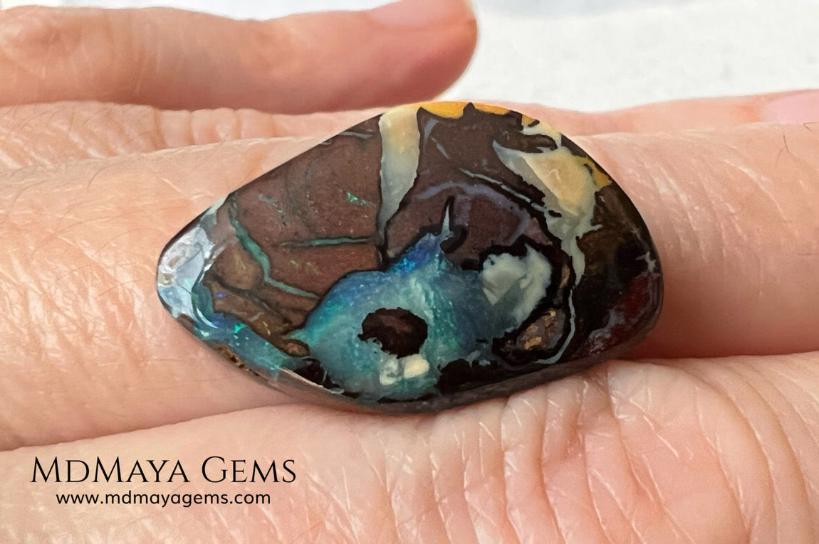 Amazing Australian Boulder Opal 20.75 ct. Cabochon Cut. Free Form