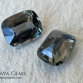 Blue Gray Spinel Pair 3.21 ct – Burmese Cushion Cut Matched Pair