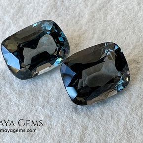 Blue Gray Spinel Pair 3.21 ct – Burmese Cushion Cut Matched Pair