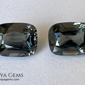 Blue Gray Spinel Pair 3.21 ct – Burmese Cushion Cut Matched Pair