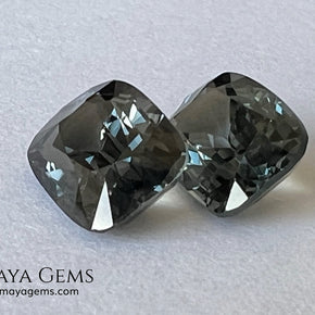 Blue Gray Spinel Pair 3.21 ct – Burmese Cushion Cut Matched Pair
