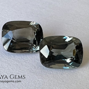Blue Gray Spinel Pair 3.21 ct – Burmese Cushion Cut Matched Pair