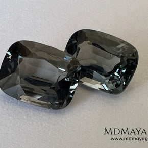 Blue Gray Spinel Pair 3.21 ct – Burmese Cushion Cut Matched Pair