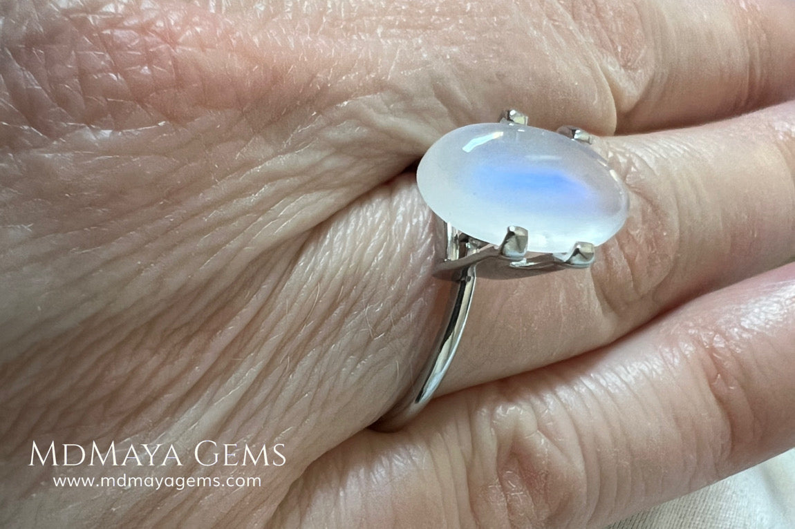 Blue Sheen Moonstone 3.03 ct – Natural Sri Lanka Oval Cabochon