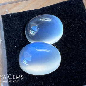 Blue Sheen Moonstone Pair 8.29 ct Total – Natural Sri Lanka Oval Cabochons