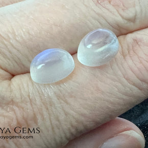 Blue Sheen Moonstone Pair 8.29 ct Total – Natural Sri Lanka Oval Cabochons