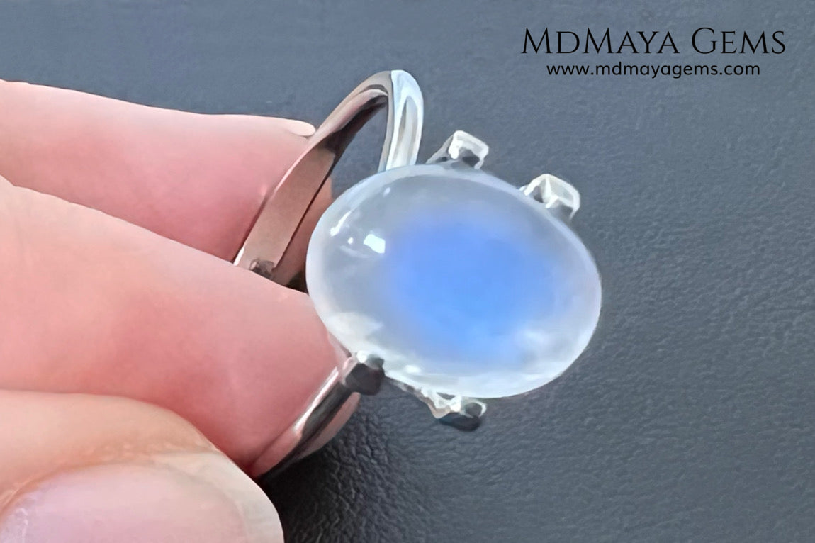 3.31 Ct Natural Blue Sheen Moonstone Cabochon – Sri Lanka Oval Gem