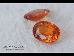 Pair Mandarin Garnet. Oval Cut. 1.82 ct.