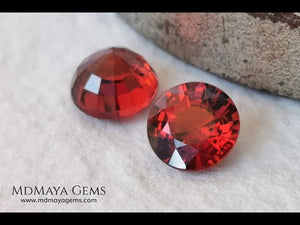 Dark Reddish Orange Spessartite Garnet Pair 2.69 ct