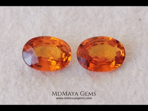 Pair Mandarin Garnet. Oval Cut. 1.81 ct