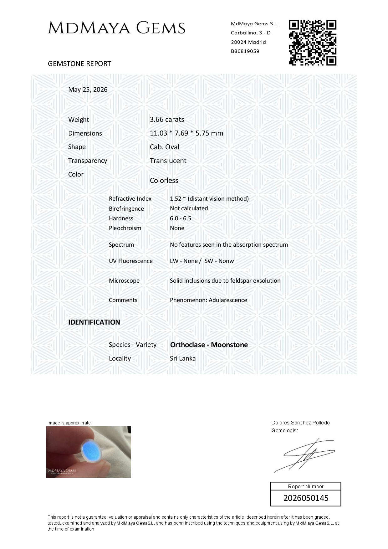 Gemstone certificate image