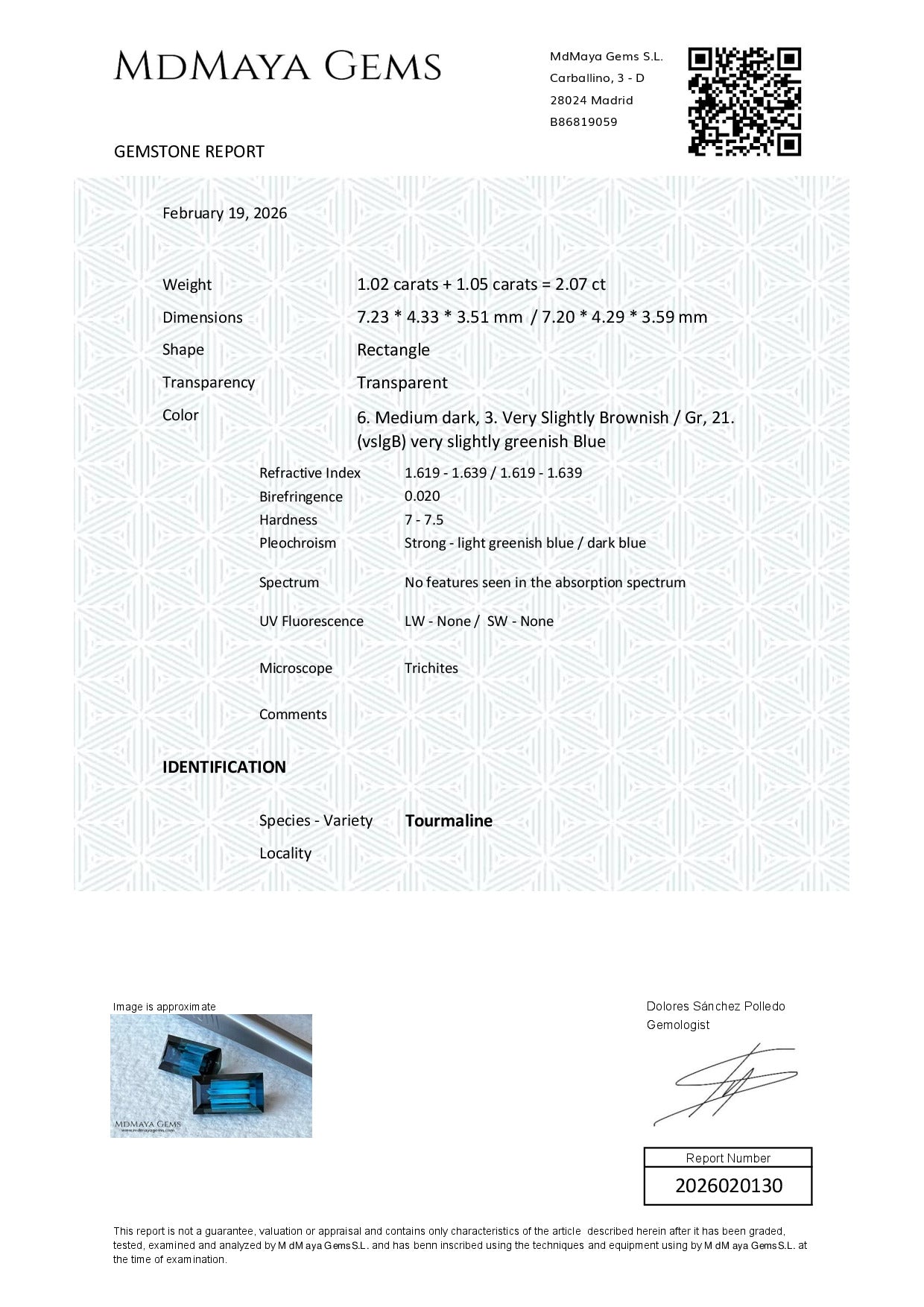 Gemstone certificate image