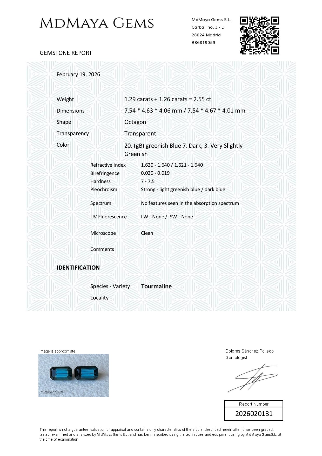 Gemstone certificate image