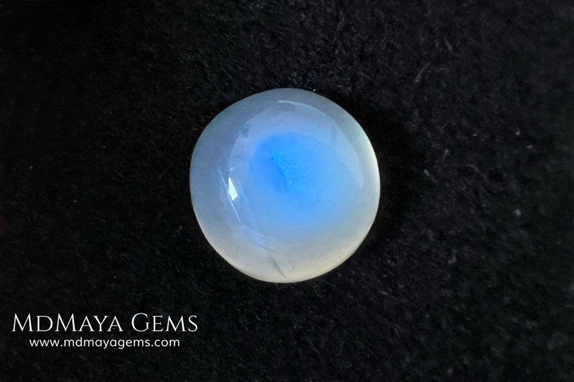 Natural Round Moonstone 4.10 Ct – Blue Sheen Cabochon from Sri Lanka