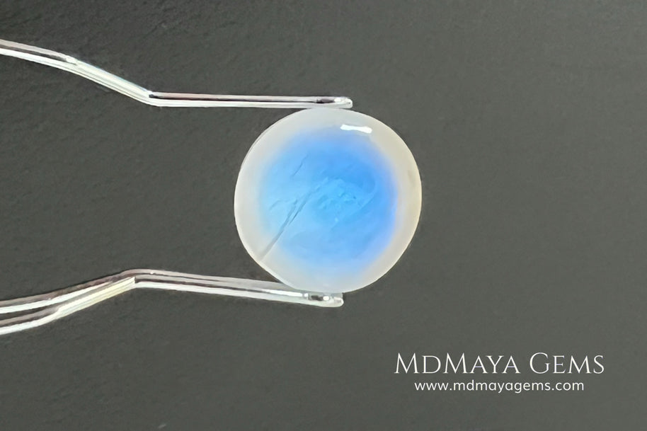 Natural Round Moonstone 4.10 Ct – Blue Sheen Cabochon from Sri Lanka