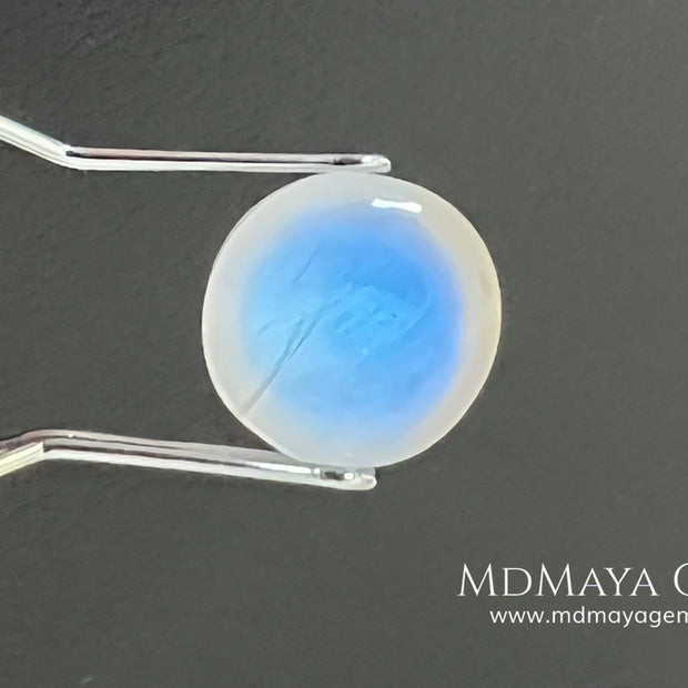 Natural Round Moonstone 4.10 Ct – Blue Sheen Cabochon from Sri Lanka
