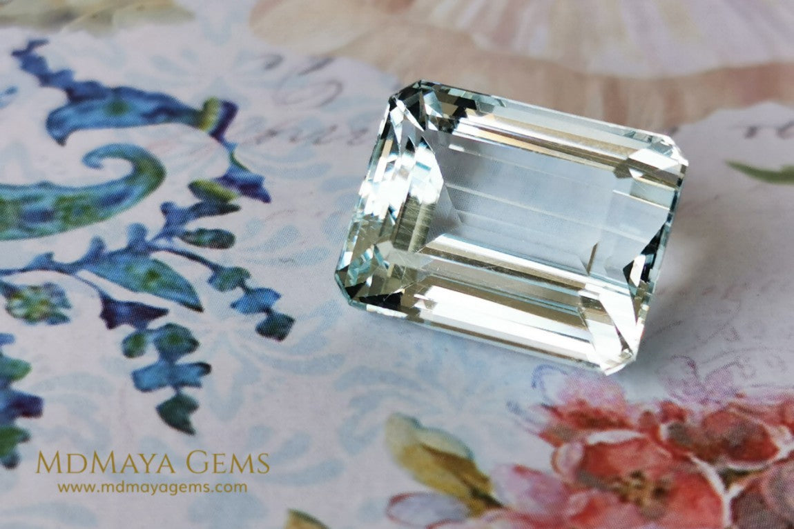 Large Light Blue Aquamarine 19.63 ct Emerald Cut