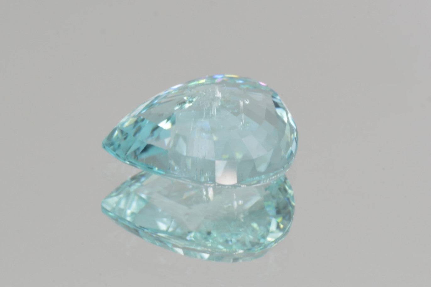 Pavilion Greenish Blue Paraiba from Mozambique Pear Cut 3 69 ct