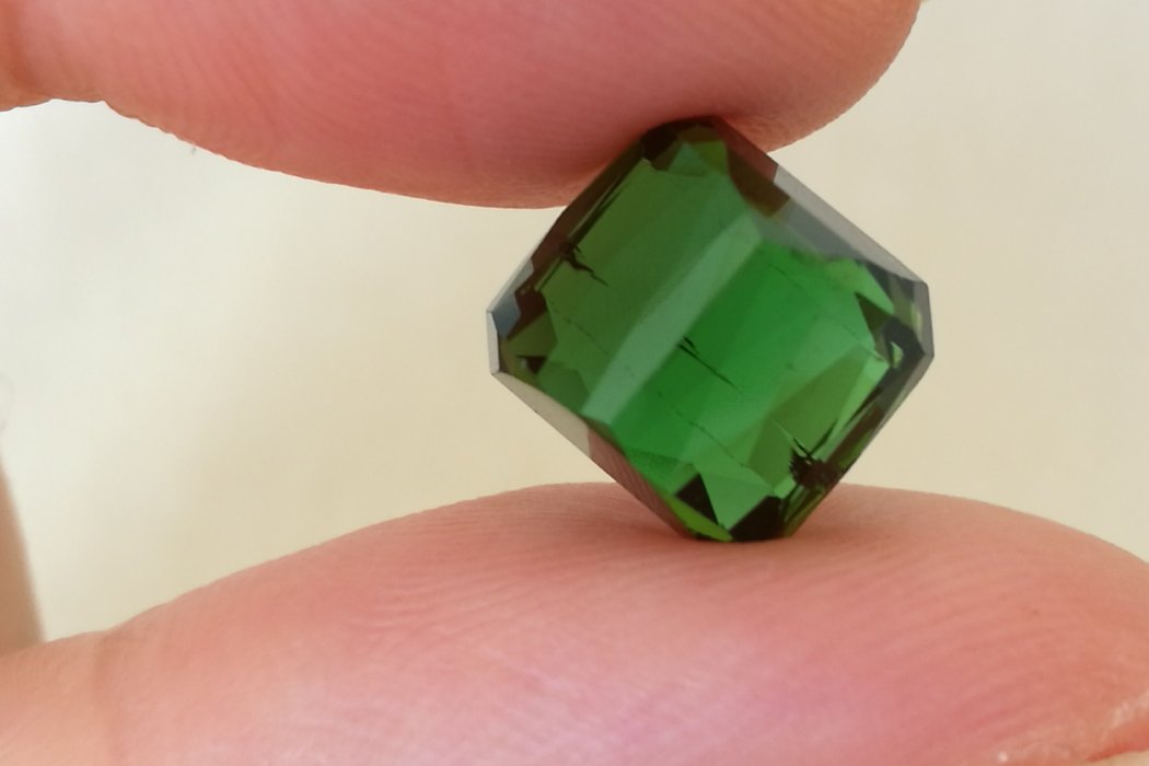 Pair Dark Green Tourmalines Fancy Cut 12.74 ct