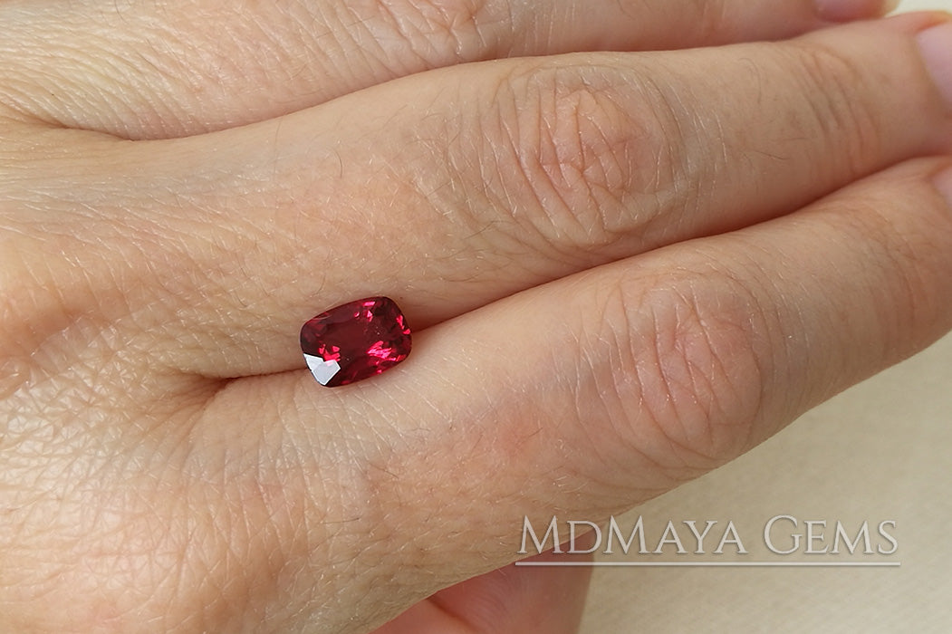 Amazing Rich Red Spinel Gemstone. Cushion Cut. 1.34 ct