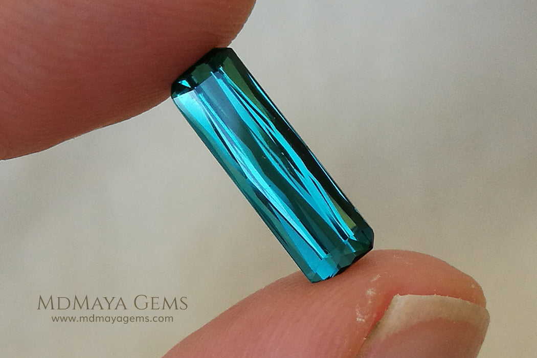 Set of 3 Indicolite Tourmaline. Octagon Cut 12.18 ct