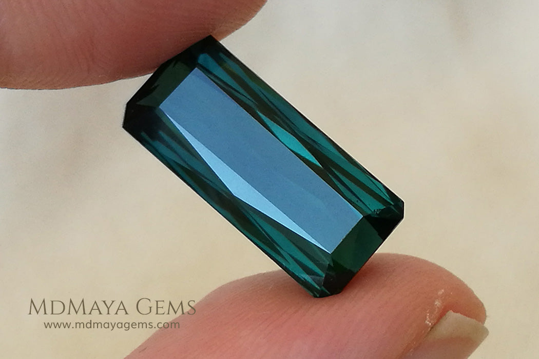Set of 3 Indicolite Tourmaline. Octagon Cut 12.18 ct