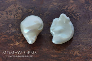 White Baroque Freshwater Pearls Pair 41.68 ct