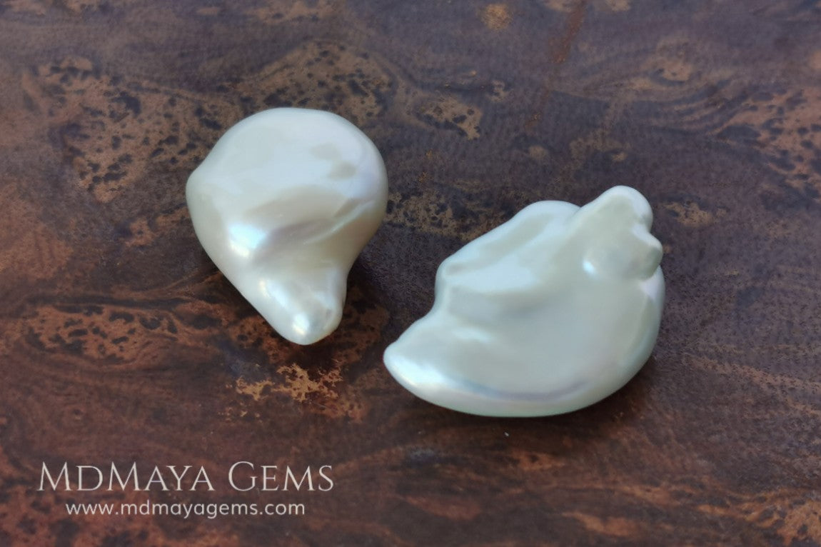 White Baroque Freshwater Pearls Pair 41.68 ct