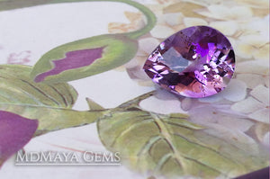Untreated Amethyst from Brazil 5.35 ct, checkerboard pear cut
