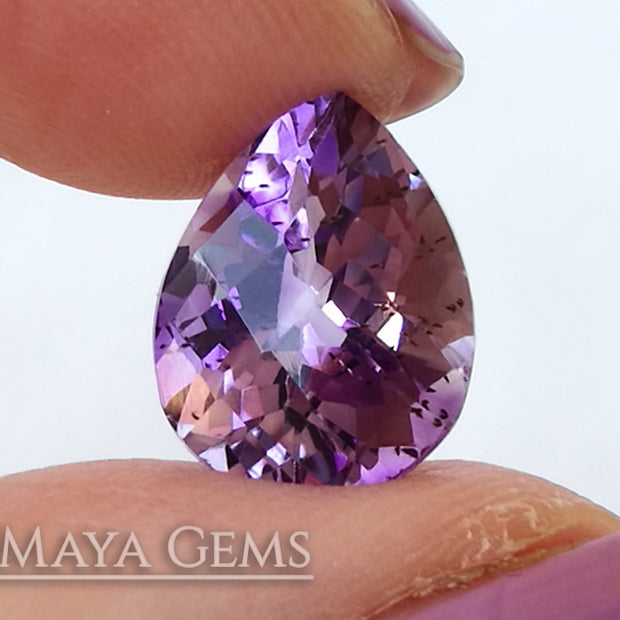 Untreated Amethyst from Brazil 5.35 ct, checkerboard pear cut