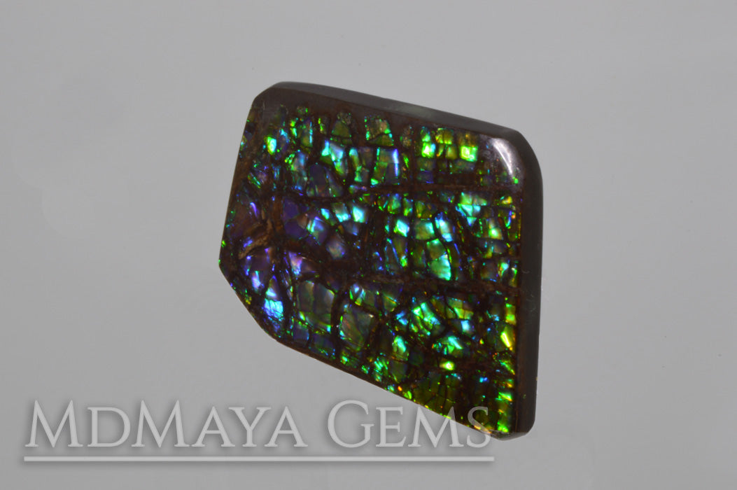 Stained Glass Ammolite Gemstone 22.80 carat from Canada