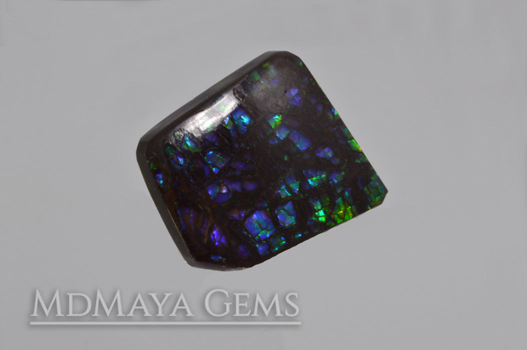 Stained Glass Ammolite Gemstone 22.80 carat from Canada