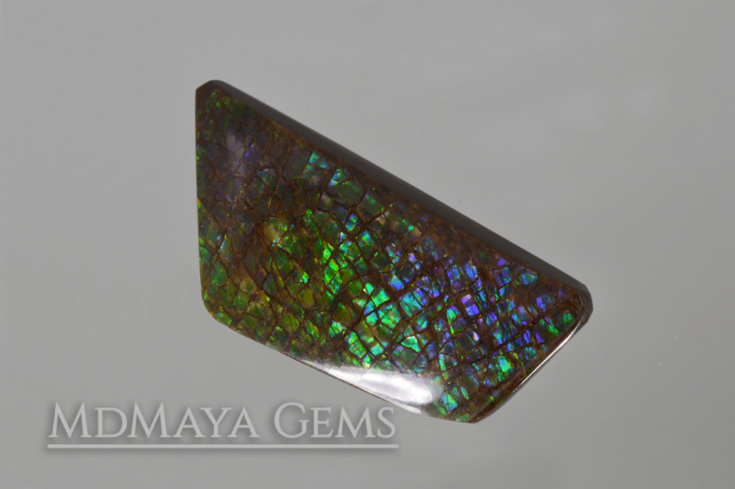 Green Ammolite freeform Cabochon of 37.17 carat from Canada, 40.81 * 18.92 * 4.05 mm, perfect loose gem for jewelry.