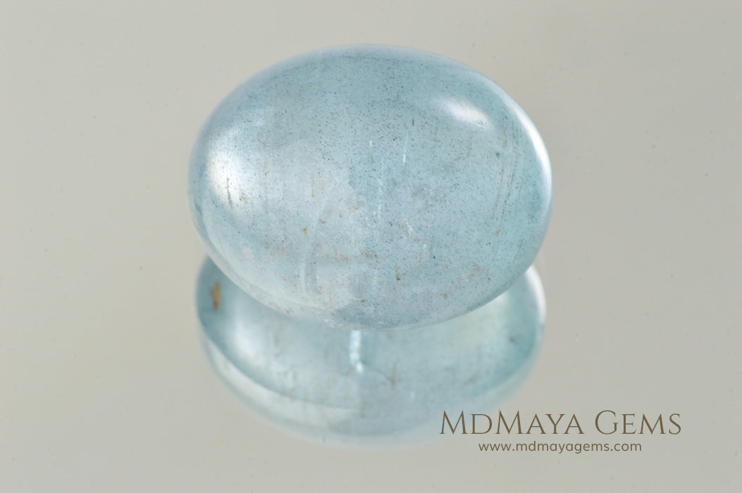 Extra large cabochon oval cat's eye Aquamarine 25.20 ct 